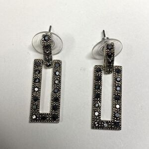 Vintage Marcasite Rectangle Drop Earrings
